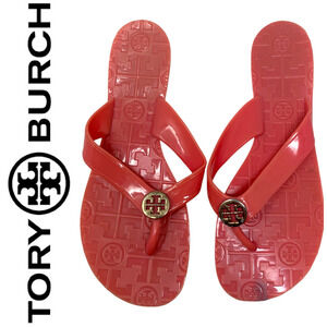 Tory Burch Thora Women's Sz 7 Pink Jelly Thong Rubber Sandals Flip Flops READ